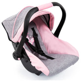 BAYER DESIGN - Doll Deluxe Car Seat with Canopy Gray Pink - Dolls Playsets Toy Figures
