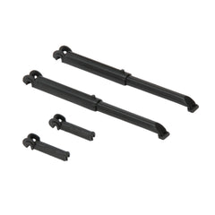 Two durable black pistons and clips for Bruder Cat Compact Loader toy vehicle.