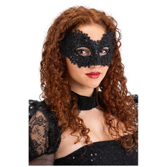 Carnival Toys - Black Lace Mask with Rhinestones on Cardboard - Pretend Professions & Role Playing