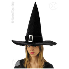 Carnival Toys - Sombrero de Bruja de Terciopelo Negro de 45 cm para Diversión de Disfraces y Fiestas de Halloween - Profesiones de Imaginación y Juego de Roles