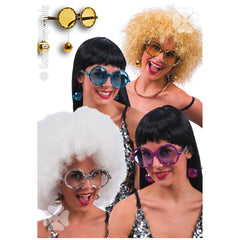 Carnival Toys - Gafas de baile disco coloridas con pendientes para divertidos disfraces - Profesiones de juego y juegos de roles