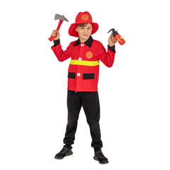 Carnival Toys - Set de Juego de Rol de Bombero con Chaqueta, Sombrero, Extintor y Hacha - Profesiones de Imaginación y Juego de Roles