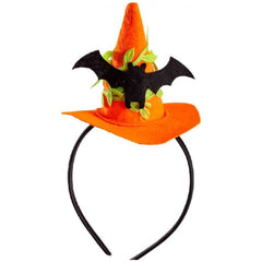 Carnival Toys - Sombrero de Bruja Pequeño con Diadema de Murciélago de Fieltro para Divertidos Disfraces de Halloween - Profesiones de Imaginación y Juego de Roles
