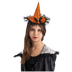 Carnival Toys - Gorra de satén naranja con lazo y encaje para diversión de disfraces - Profesiones de juego y juegos de roles