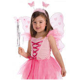 Carnival Toys - Pink Butterfly Girl Dress Up Set With Wings Headband And Wand - Pretend Professions And Role Playing