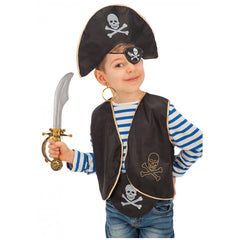 Carnival Toys - Disfraz de Pirata para Niños con Sombrero, Parche, Chaleco, Pendiente y Espada - Profesiones de Imaginación y Juego de Roles