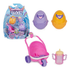 Hatchimals Alive Hatch N’ Stroll Playset con Carrito de Juguete y 2 Figuras Miniatura
