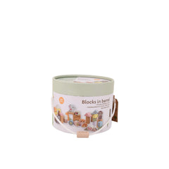 Johntoy - La familia Wildies bloques de madera en barril 50 piezas - Juguetes de clasificación y apilamiento