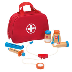 Johntoy - Wooden Doctor Case With Accessories 8 Pieces - Pretend Professions & Role Playing