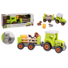 Johntoy - Tractor de Madera con Accesorios - Vehículos de Juego