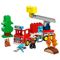 LEGO - Camión de Bomberos DUPLO con Manguera y Bombero - Juguetes de Construcción