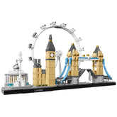 LEGO Architecture London set featuring Big Ben, Tower Bridge, the London Eye, and the National Gallery in intricate detail.