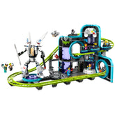 LEGO City Robot World construction set with a roller-coaster track, a mech suit, and colorful gaming-themed elements.