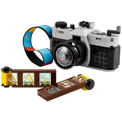 LEGO® Creator Retro Camera construction set featuring a retro design, moving lens, and colorful film strip with snapshots.