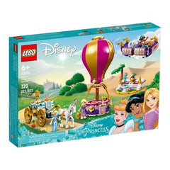 LEGO Disney Princess Enchanted Journey construction set featuring a colorful hot-air balloon, a carriage, mini-doll figures, and a horse.