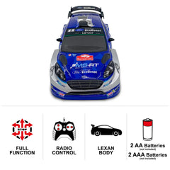 Mondo - Ford Fiesta WRC Control Remoto 2.4 GHz 1:28 Función Completa con Carrocería de Lexan - Vehículos de Juego