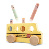 New Classic Toys - Baby Activity Toys - Wooden Pop-Up School Bus - 24M+ - STEM Learning