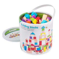 New Classic Toys - Building Blocks In A Drum - Multi Color - 100 Pieces - Sorting & Stacking Toys