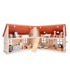 New Classic Toys - Casa de Muñecas Plegable Incluyendo Muebles - Muñecas, Juegos de Rol y Figuras de Juguete