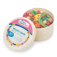 New Classic Toys - Perlas de Enhebrar - 230 Piezas y 4 Cuerdas - Artes y Manualidades