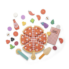 New Classic Toys - Juegos de imitación - Set de comida de pizza - Madera - 2+ Años