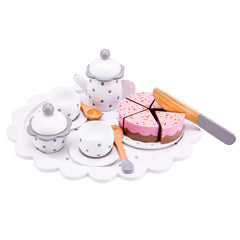 New Classic Toys - Tea Set With Cutting Cake - White - Pretend Professions & Role Playing