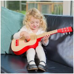 New Classic Toys - Guitarra de Juguete Deluxe - Natural/Rojo - Instrumentos Musicales