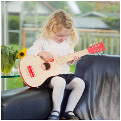 New Classic Toys - Guitarra de Juguete Deluxe - Natural/Rojo - Instrumentos Musicales