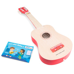 New Classic Toys - Guitarra de Juguete Deluxe - Natural/Rojo - Instrumentos Musicales