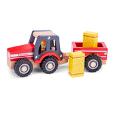 New Classic Toys - Tractor con Remolque - Montones de Heno - Vehículos de Juego