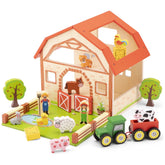 New Classic Toys - Wooden Farm Toy Set With 20 Figures - Toy Playsets