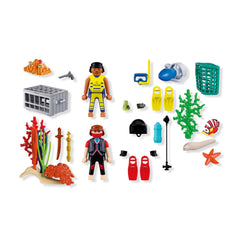 PLAYMOBIL - Buceador Policial con Tesoro - Juegos de Juguete - +4 - Aventura Submarina - 72078 - 80772078