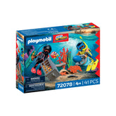 PLAYMOBIL - Buceador Policial con Tesoro - Juegos de Juguete - +4 - Aventura Submarina - 72078 - 80772078