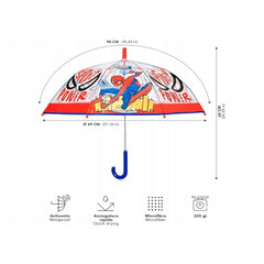 Perletti - Rain Umbrellas - Spider-Man Transparent Dome Umbrella - 3-6 Yrs - Child-Safe Design