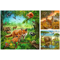 Ravensburger - Animales de la Tierra - 3x49 Piezas - Rompecabezas