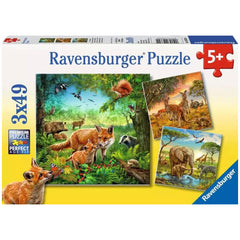 Ravensburger - Animales de la Tierra - 3x49 Piezas - Rompecabezas