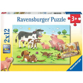Ravensburger - Familias Animales Felices - 2x12 Piezas - Rompecabezas