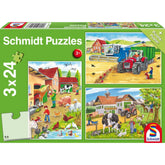 SCHMIDT SPIELE - En la granja 3x24 piezas rompecabezas para niños - Rompecabezas