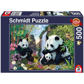 SCHMIDT SPIELE - Familia Panda en la Cascada 500 Pzs Rompecabezas para Adultos - Rompecabezas