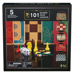 Spin Master Games - 101 Games Compendium Set for Kids and Adults Ages 6 Years+ - 5 Double-Sided Board Game Compilation with Chess, Draughts, Backgammon, Ludo and 6 Dice