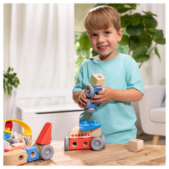 Spin Master - Melissa & Doug Blockables Vehicles Set for Kids Ages 2 Years+ - 54-Piece FSC-Certified Wooden Construction Toy with Connectors, Rolling Wheels, Felt Accessories and Play Guide