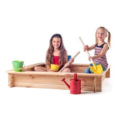 Woodyland - Caja de arena cuadrada con cubierta protectora - Equipamiento de juego al aire libre