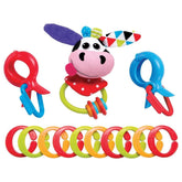 Yookidoo - Clips, Rattle 'N' Links Cow Toy Set - Juguetes de Actividad para Bebés - 0M - YKD40153
