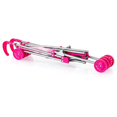 BAYER DESIGN Buggy-Doll's-Stroller features a pink handle, silver metal frame, and pink wheels in a centered front view.