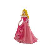 Bullyland Disney Aurora toy figure features a blonde-haired doll in a shiny pink dress, made of plastic, standing upright.