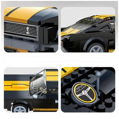 Cada Sports Cars C55034W Shelby features a sleek black and yellow construction set with detailed wheels and body design.