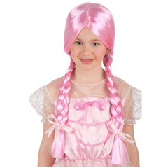 Carnival Toys - Peluca Larga Rosa con Trenzas para Niños Perfecta para Disfraces y Juego Imaginativo - Profesiones de Imaginación y Juego de Roles