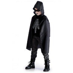 Carnival Toys - Capa Negra de Tafetán con Capucha para Niños de 80 cm Perfecta para Disfraces y Juegos de Rol - Profesiones de Imaginación y Juegos de Rol