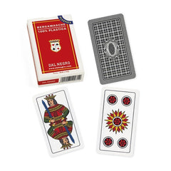 Dal Negro Bergamasche Pro Cards N.94 in a red cardboard and plastic case featuring colorful symbols and 40 playing cards.