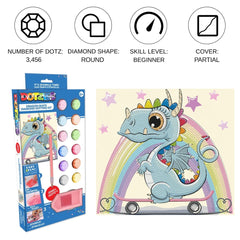 DIAMOND DOTZ Dotzies Dragon Skate diamond painting kit with colorful dots, icons, and beginner skill level on retail packagin